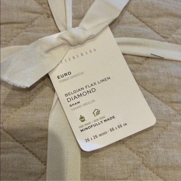 Pottery Barn Belgian Flax Linen Diamond Sham - Natural, Flax - Picture 2 of 3